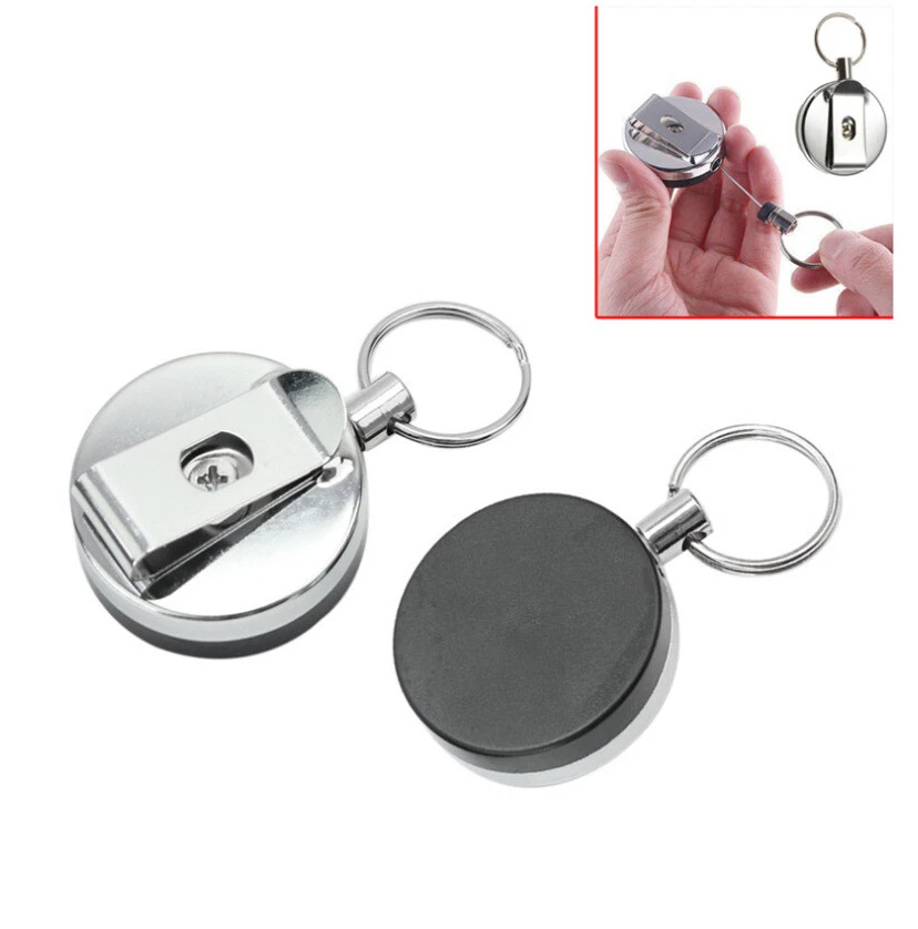2PCS Steel Wire Rope Elastic Key Chain Retractable Anti Lost Secure Key Chain - Image 3 of 4