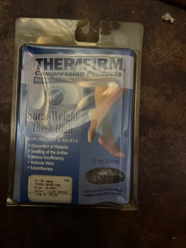 Therafirm Thigh High Compression Hosiery Socks 21-30mmHg Silky Beige XL