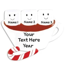 Personalized MARSHMALLOW HOT CHOCOLATE FAMILY of 2-3-4-5-6 Christmas Ornament