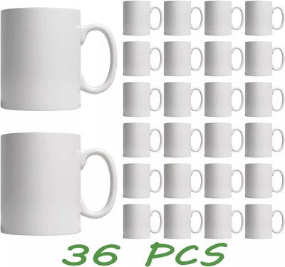 36pcs Blank Mugs 11oz Sublimation Coated Mugs Heat Press Cups + Styrofoam