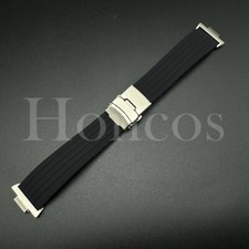 Replacement Black Rubber Watch Strap Fits for Tissot PRX Clasp and Adapter