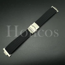Replacement Black Rubber Watch Strap Fits for Tissot PRX Clasp and Adapter