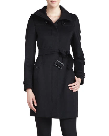 Burberry — NEW Burberry London Funnel Neck Belted Trench coat in Black US 12  #W5