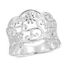 Gorgeous Floral Filigree Vines .925 Sterling Silver Ring-9