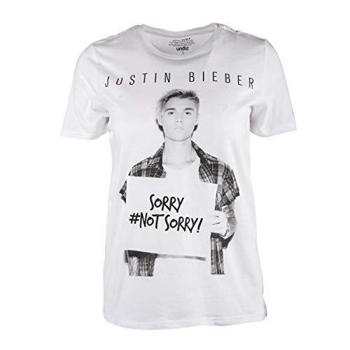 UNDIZ Damen T-Shirt Justin Bieber Kurzarmshirt Freizeitshirt, Weiß, S - Afbeelding 1 van 1