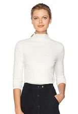 Lilla P 171118 Womens Solid Long Sleeve Turtleneck Top Winter White Size X-Small