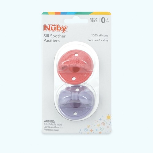 Paquete de 2 chupetes chupetes chupetes chupetes Nuby 3D Sili - 100% silicona - 0+ meses - sin BPA - Imagen 28 de 35
