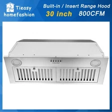 30 inch Built-In/Insert Range Hood 800CFM Kitchen Stove Vent 3-Speed Sliver New