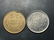 2 Different Small Letter Showbiz Pizza Place / Chuck E Cheese tokens