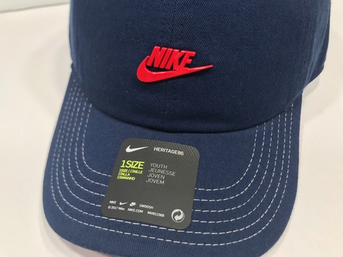 NIKE YOUTH UNISEX HERITAGE 86 ONE SIZE ADJ. BLUE METAL NIKE RED 913963-410 - Picture 3 of 6