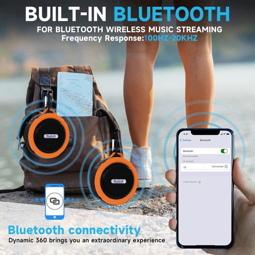 Waterproof Wireless Mini Car Bluetooth Shower Music Speaker Handsfree Portable - Photo 3 sur 12