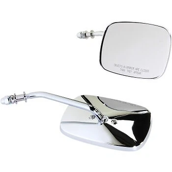 Drag Specialties Chrome Square Short Convex Mirrors for Harley