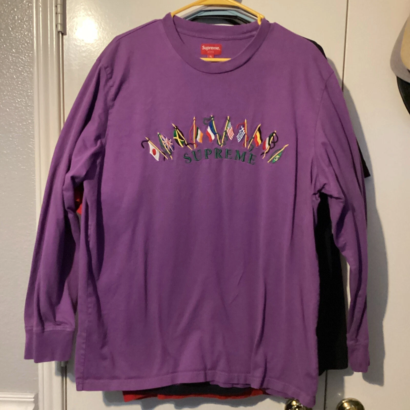 T shirt manches longues SS19 Supreme Flags Violet L/S Top taille XL