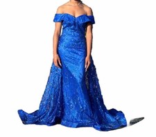 Stunning Royal Blue Sparkling Prom Dress/Evening Gown With Train Size 4