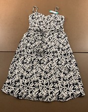 41Hawthorne Womens Medium Black White Palms Beatriz Sleeveless Midi Dress NWT