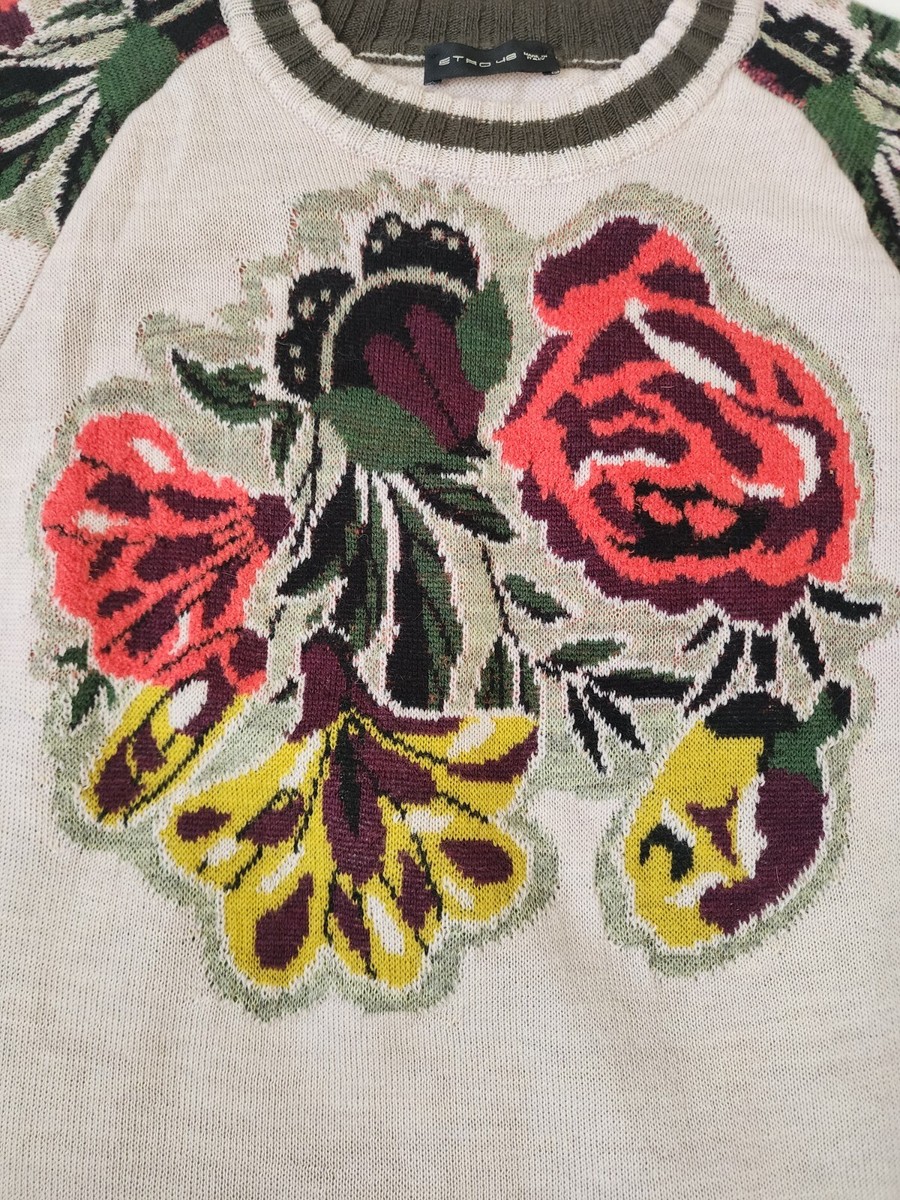 Etro 48 Women Woolen Knit Jacquard Floral Pullover Sweater | eBay