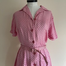 MARKS & SPENCER DRESS AND BELT BUBBLEGUM PINK SUMMER FUN VINTAGE 1970s M&S UK 10