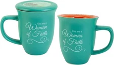 Abbey Gift Woman of Faith Mug and Coaster Set Blue, 4 x 4.38