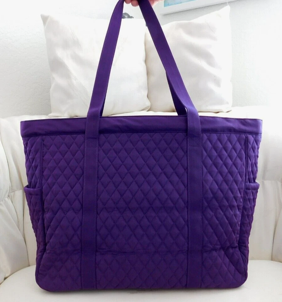 Bolso de Mano Vera Bradley Get Going Carried Away Grande Saúco Púrpura Microfibra Nuevo con Etiquetas Foto 3 de 4