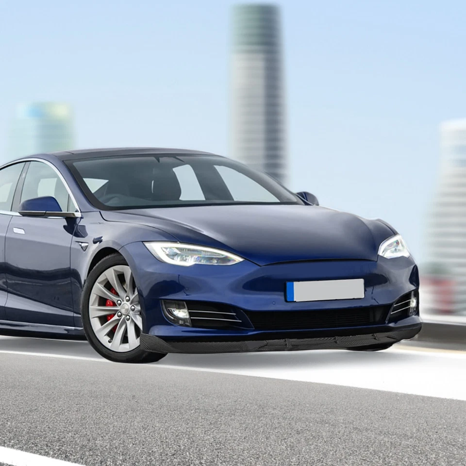 HECASA Carbon Fiber Style Front Bumper Splitter Lip For Tesla Model S 2016-2020 - Изображение 2 из 4