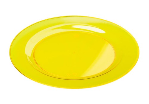 4 Heavy Duty, Large Yellow PLASTIC PLATES . . . . dinner party ware trays mozaik - Bild 1 von 1