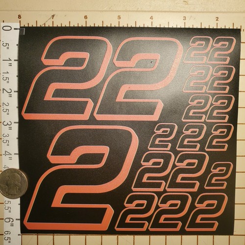 Matte Black-w/burnt orange #2's Racing Numbers Vinyl Decal Sheet 1/10-1/12 - Picture 2 of 11