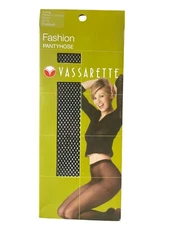 Vassarette Womens Black Fishnet Fashion Pantyhose Size M-L