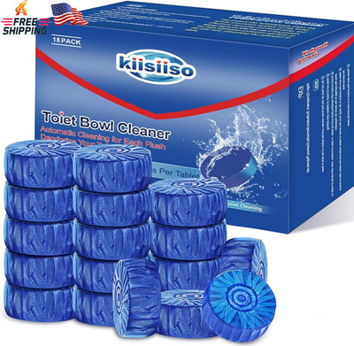 KIISIISO Toilet Bowl Cleaner Blue Tablets 18 Pack, Slow-Dissolving Automatic Bow