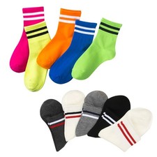 5P/Set Adults Soft Cotton Low Cut Ankle Socks Fluorescent Retro Sports Socks