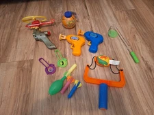 15pcs lot Beach Outdoor toys Bubbles Helicopter pull slingshot disc spin wheel