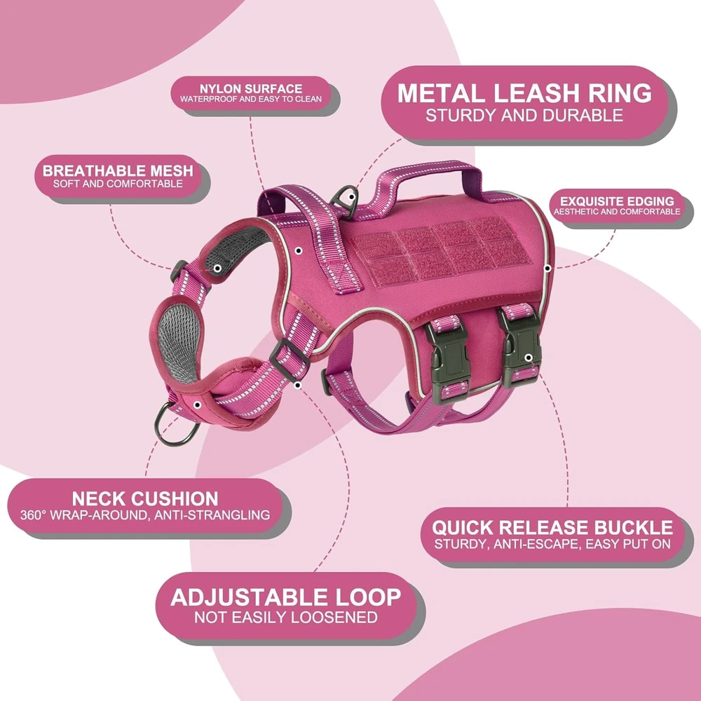 Dog Harness for Large Dogs Heavy Duty, No Pull Tactical Dog Harness