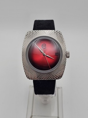 New TFP COLLECTIONS Mens Automatic Date Watch Silver-tone Black Suede Strap   
