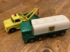 Vintage Matchbox Lesney cars BP Dodge Wreck Truck No. 13 Wrecker + no32 oil tank