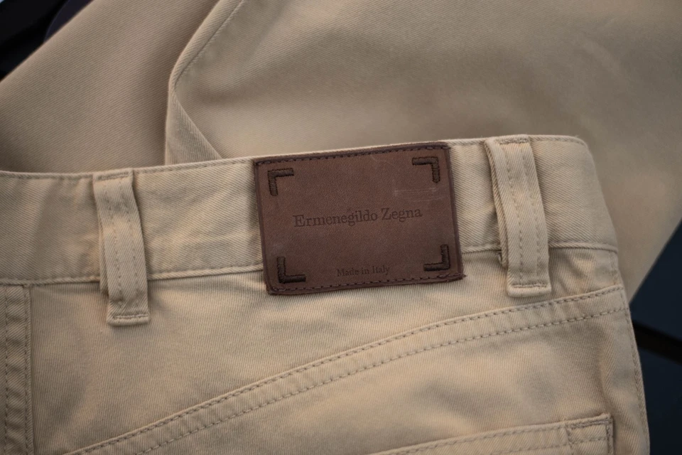 Брюки мужские Ermenegildo Zegna Chino 34 бежевые эластичные с 5 карманами итальянские роскошные - Изображение 4 из 4