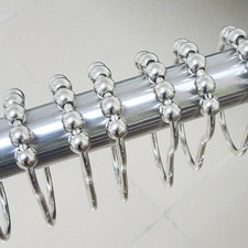 Image of 12 Piece Shower Curtain Rings Rail Pole Rod