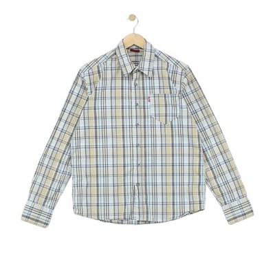 Vintage Levis Karohemd Herren Größe M Beige Made In Portugal Knopfleiste