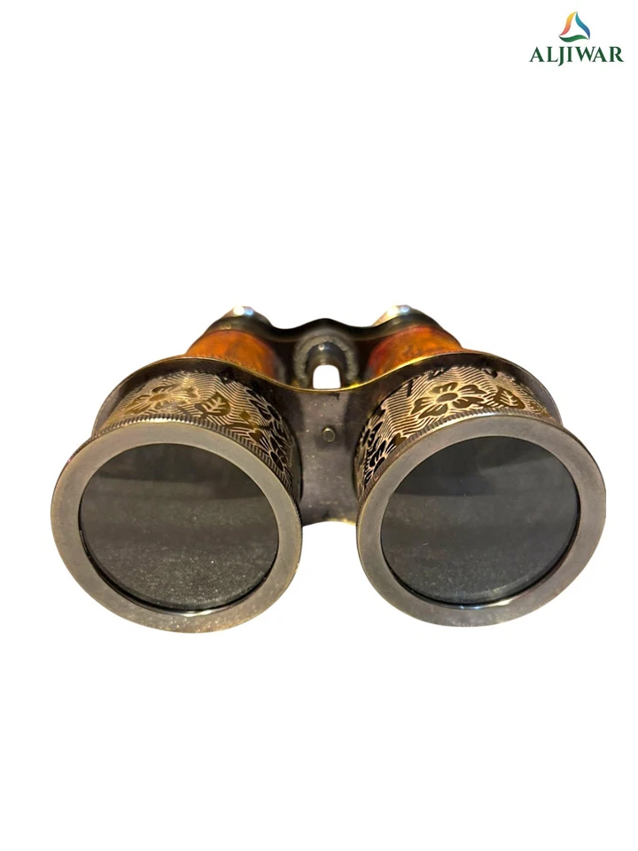 Antique Brass Binocular with Leather Case – Vintage Maritime Spyglass - Image 4 of 4