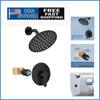 Elegant Matte Black 8-Inch Rainfall Shower Head & Stainless Steel Faucet Set