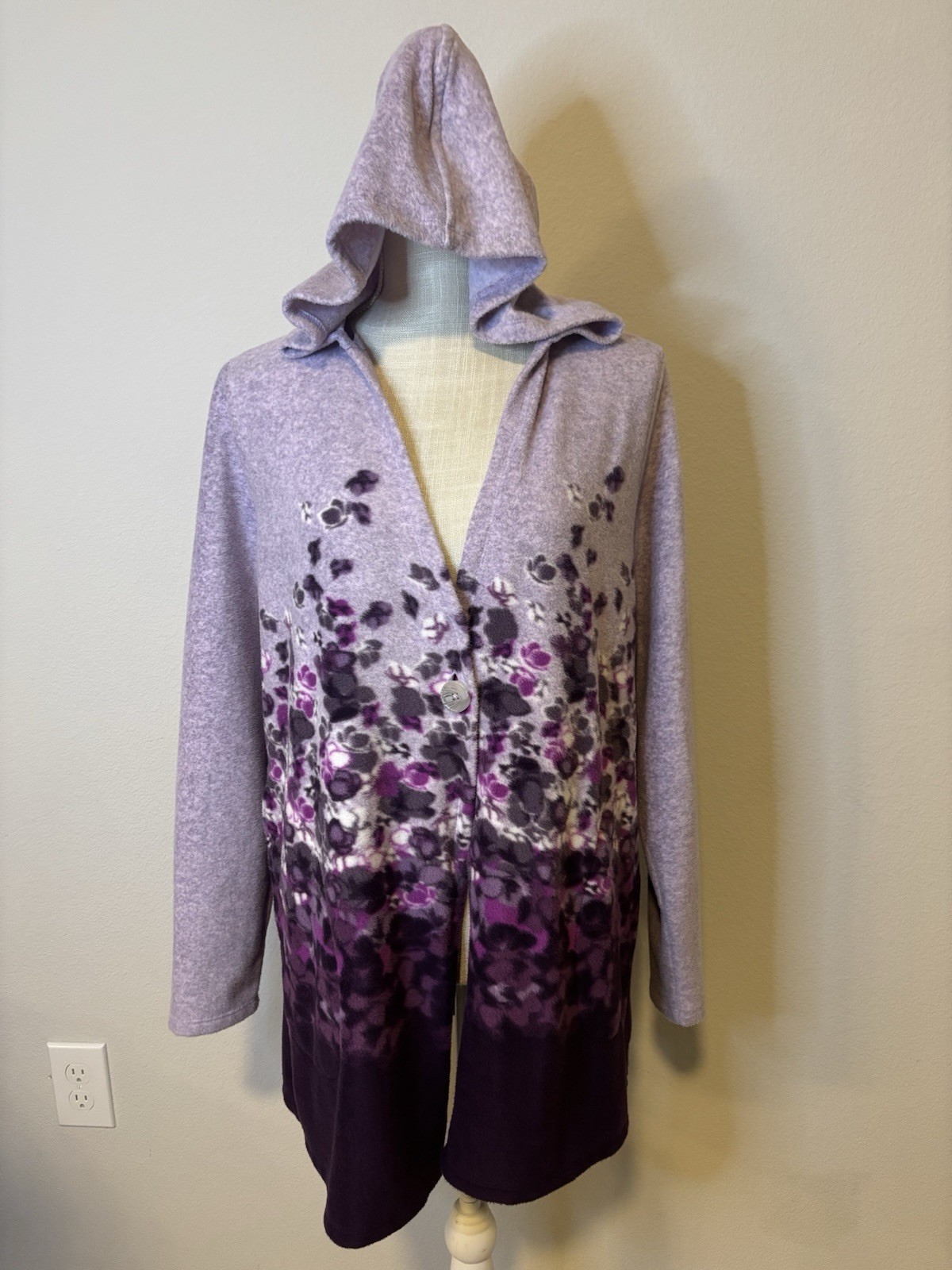 Cuddle duds Hooded Single Front Button Floral Car… - image 5