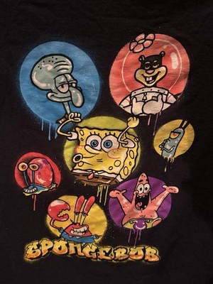 SpongeBob SquarePants Characters Graphic T-Shirt 2XL Nickelodeon Black Tee