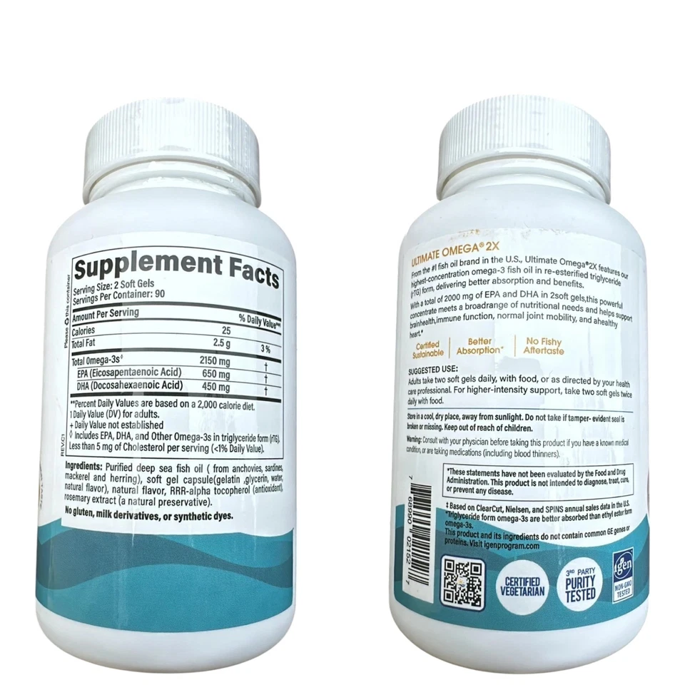 Nordic Naturals Ultimate Omega 2X 180 Géis Macios – Força Extra EPA DHA - Novo - Imagem 2 de 2