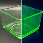 Anchor Hocking Uranium Glass Torn & Thistle Refrigerator Dish c1930s USA 6x6x4"