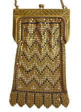 Vintage Antique Gold, Black and White Mesh Evening Bag Purse, Flapper