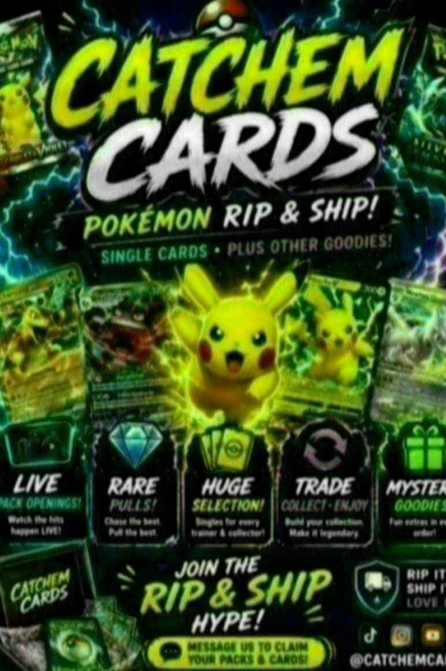 Catchem Cards Rip & Ship,151 tins, Single Cards, first partner illustration