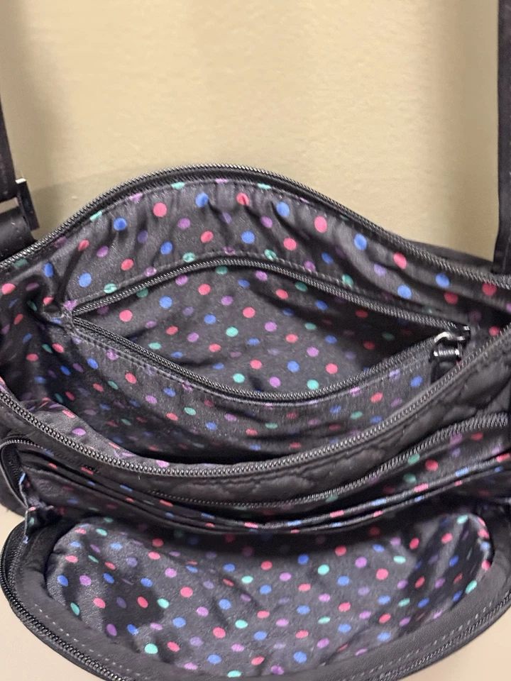 Bandolera Vera Bradley Negra con Ranuras para Tarjetas de Crédito/Bolsillos Algodón Acolchado Foto 4 de 4