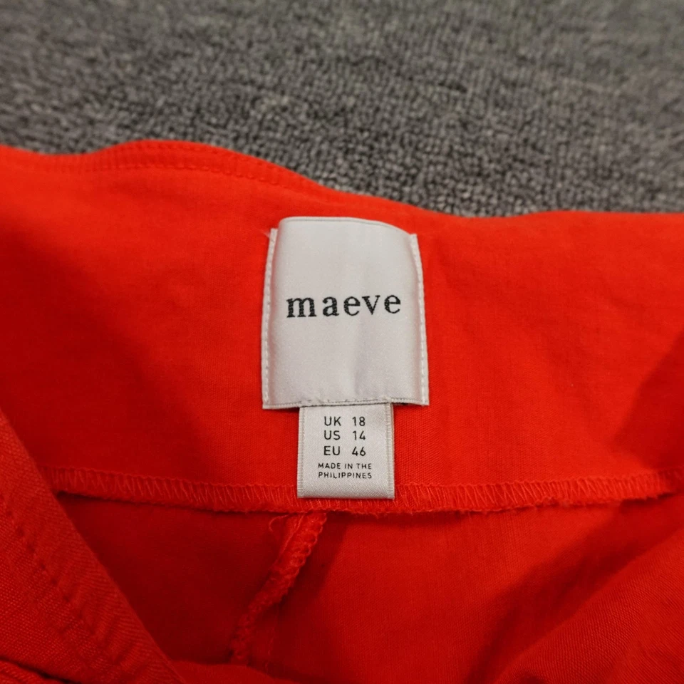 Calça Maeve Feminina 14 Linho Vermelho Mescla Perna Larga Zíper Traseiro Cintura Alta Anthropologie - Imagem 3 de 4
