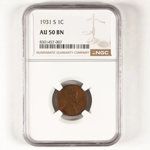 1931-S Key Date Lincoln Wheat Cent 1c AU50 BN NGC 31215