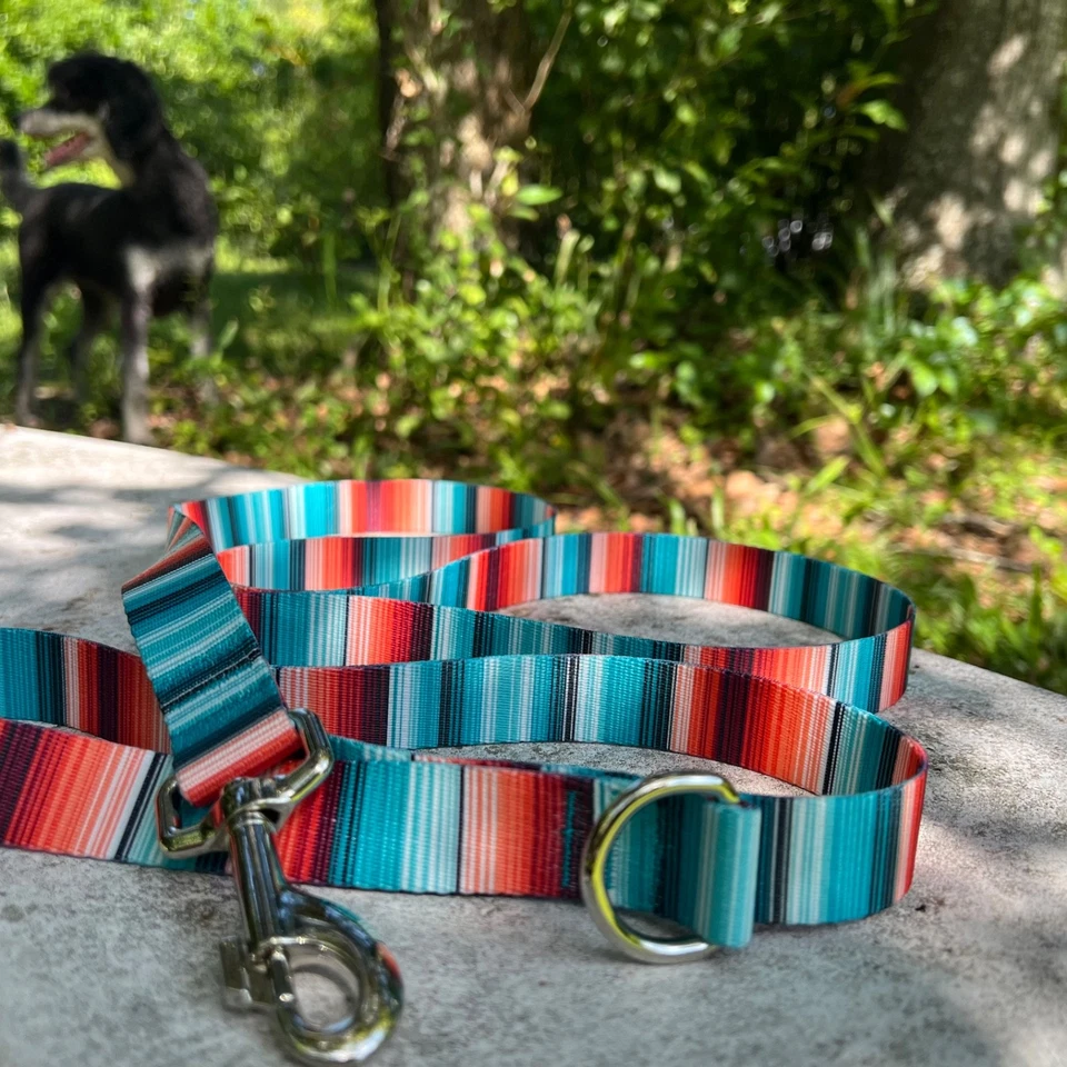Correa para perro a rayas Serape - correa para perro de 4 pies, correa para perro de 6 pies, correa para perro de 8 pies Foto 3 de 4
