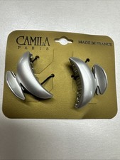 Camila Paris French 1" Hair Clip for Women, Girls Hair Claw - Silver pair