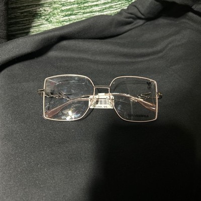 Karl Lagerfeld Square Metal Eyeglasses, Rose Gold Oversized Frames - NWT